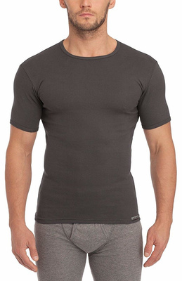 Grafitowa gładka koszulka męska 100% bawełna Art. 112 Sesto Senso – komfort na co dzień