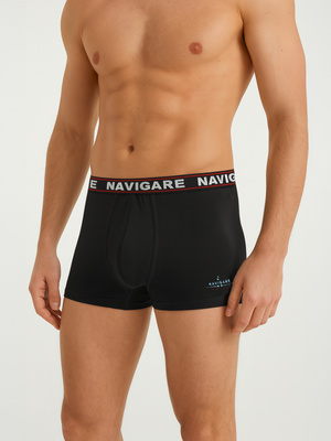 Bokserki Męskie z Zewnętrzną Gumą Dopasowane Art. 322 Czarne Navigare