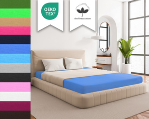 Niebieskie elastyczne prześcieradło z gumką 80% bawełna Jersey Sesto Senso – komfort snu