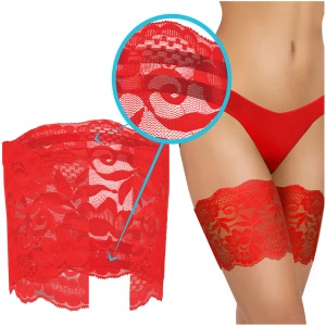 Czerwone samonośne opaski udowe damskie Koronka Sesto Senso – komfort na upały