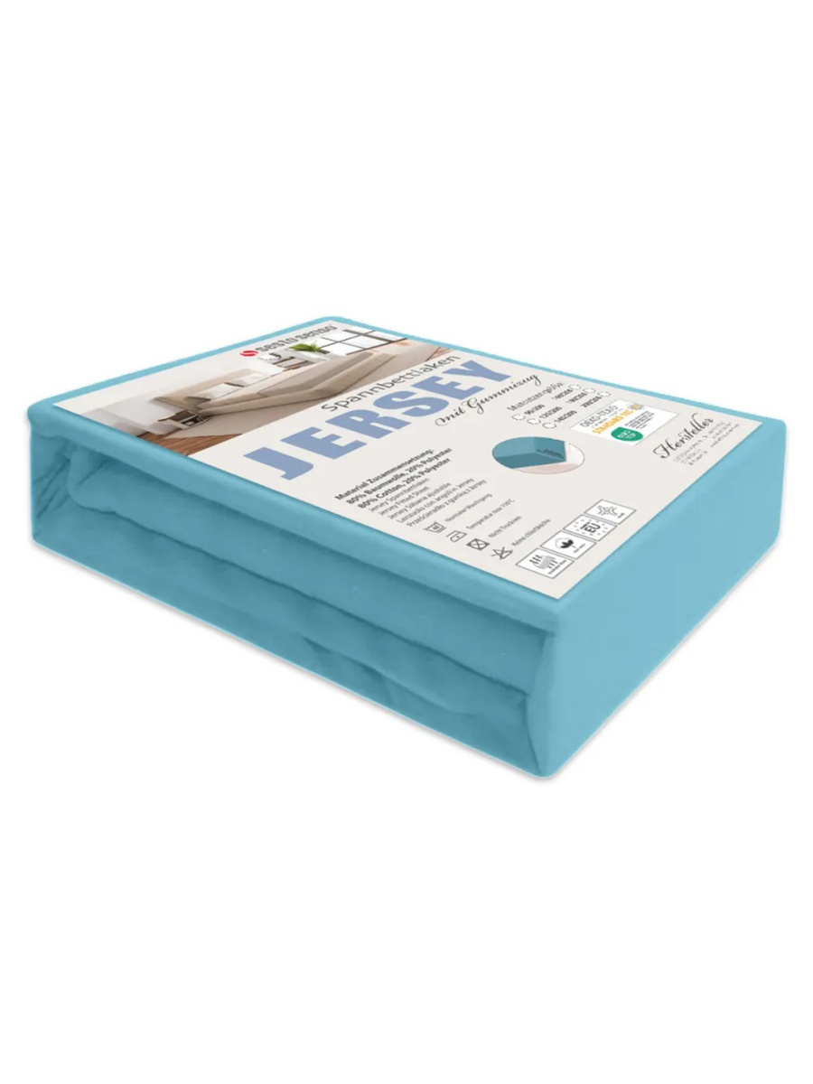 Niebieskie elastyczne prześcieradło z gumką 80% bawełna Jersey Sesto Senso – komfort snu