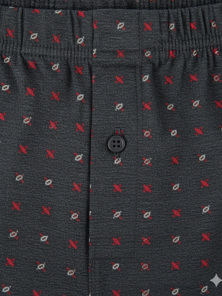 Bokserki Męskie Luźne z Guzikami Czarne