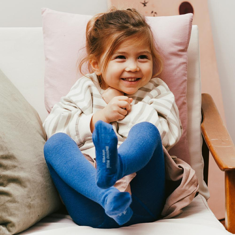 Niebieskie Rajstopki Dziecięce z Wełny Merynosa