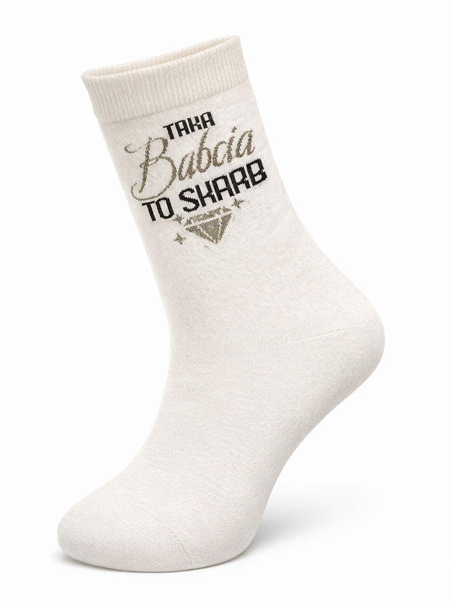Skarpetki damskie ecru babcia to skarb