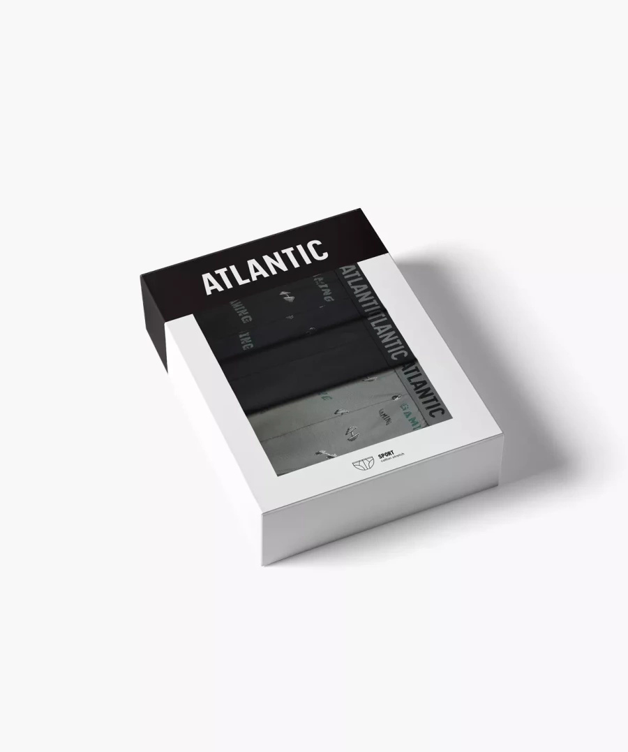 Czarno-khaki sportowe slipy męskie 3-pack Atlantic – komfort na co dzień