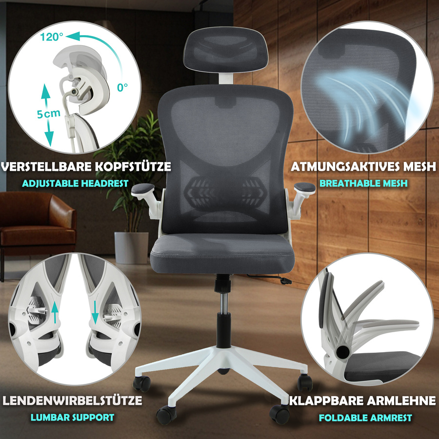 Fotel biurowy V1 ciemny szary