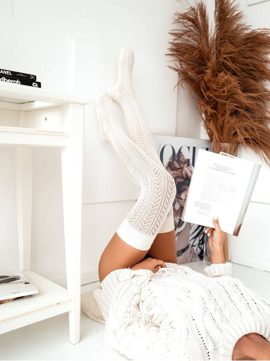 Zakolanówki Ażurowe Jodełka 347