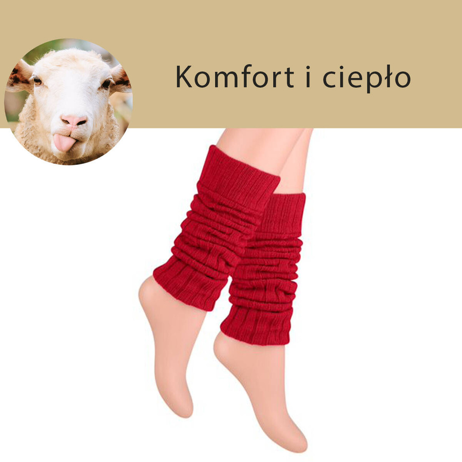 Czerwone Wełniane Getry Damskie Akryl 67%