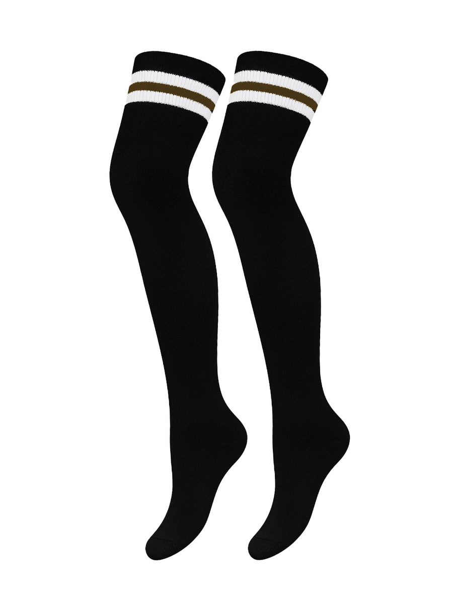 Zakolanówki Damskie Bawełniane w Paski z Lurexem