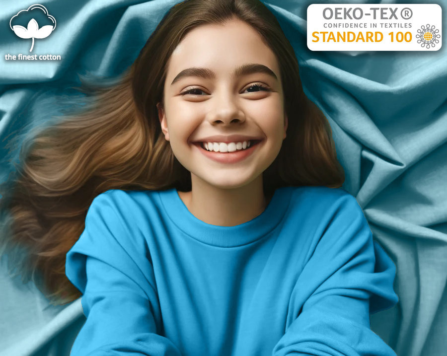 Niebieskie elastyczne prześcieradło z gumką 80% bawełna Jersey Sesto Senso – komfort snu