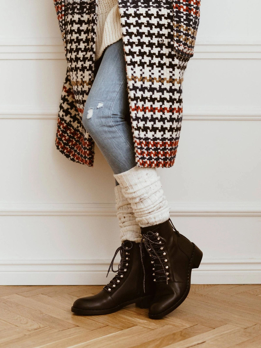 Brązowe Wełniane Getry Damskie Akryl 68%