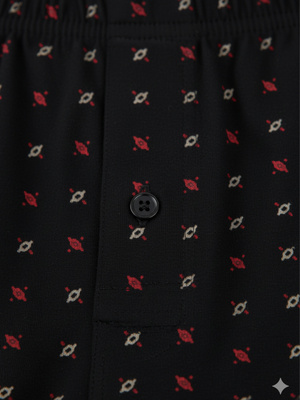 Bokserki Męskie Luźne z Guzikami Czarne