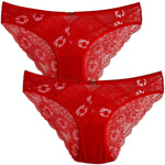 Figi Damskie Koronkowe Czerwone 2 pack