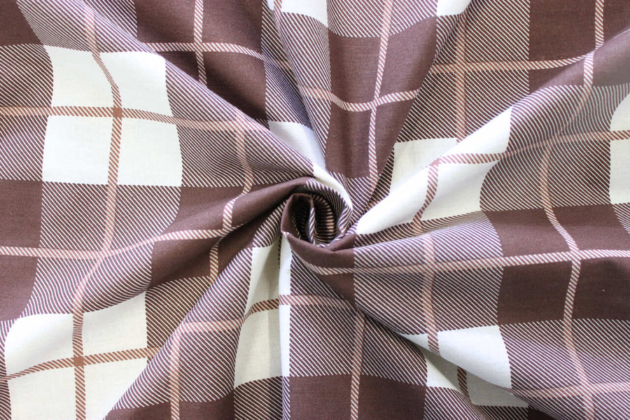 Beżowa kraciasta pościel damska 160x200 bawełna Spod Igły i Nitki – komfortowy sen