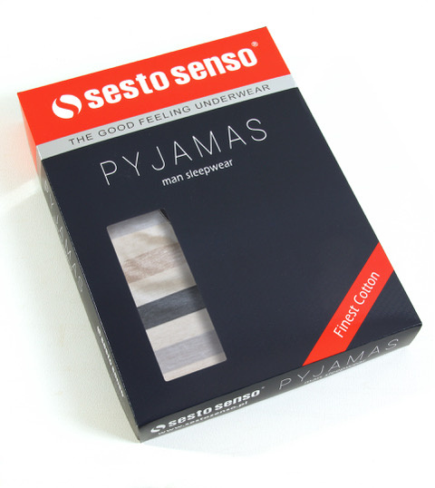 Piżama męska długa w paski dres 100% bawełna 2346/07 Sesto Senso – wygoda i styl