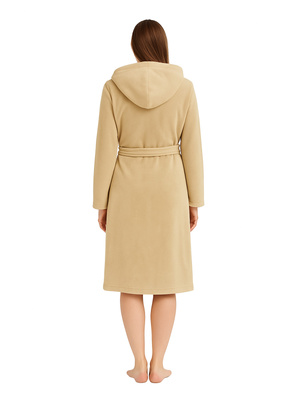 Beżowy miękki szlafrok damski  z kapturem Paulo Sestimi – idealny do sauny i spa