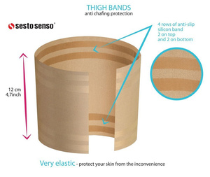 Beżowe samonośne opaski udowe damskie Gładkie Sesto Senso – komfort na upały