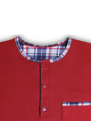 Bordowa koszula nocna męska ze szlafmycą 100% bawełna Sesto Senso – całoroczny komfort