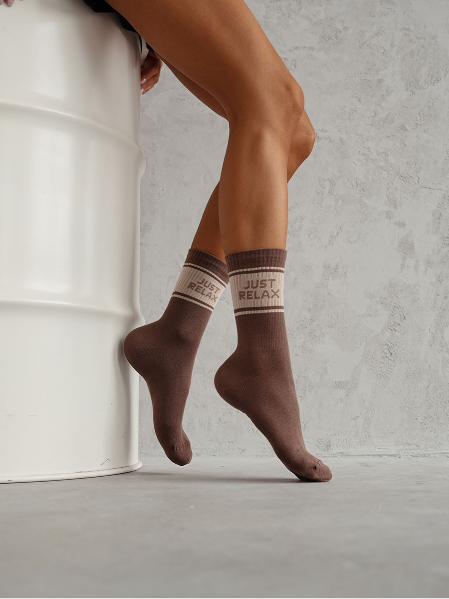 Cappuccino bawełniane skarpety damskie 75% bawełny Milena – komfort na co dzień