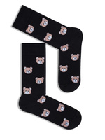 Skarpetki męskie Misie Głowy 0125.033, Kolor Czarny, Rozmiar 38-41