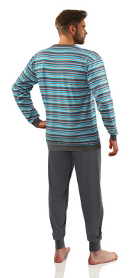 Piżama męska długa w paski dres 100% bawełna 2509/23 Sesto Senso – wygoda i styl