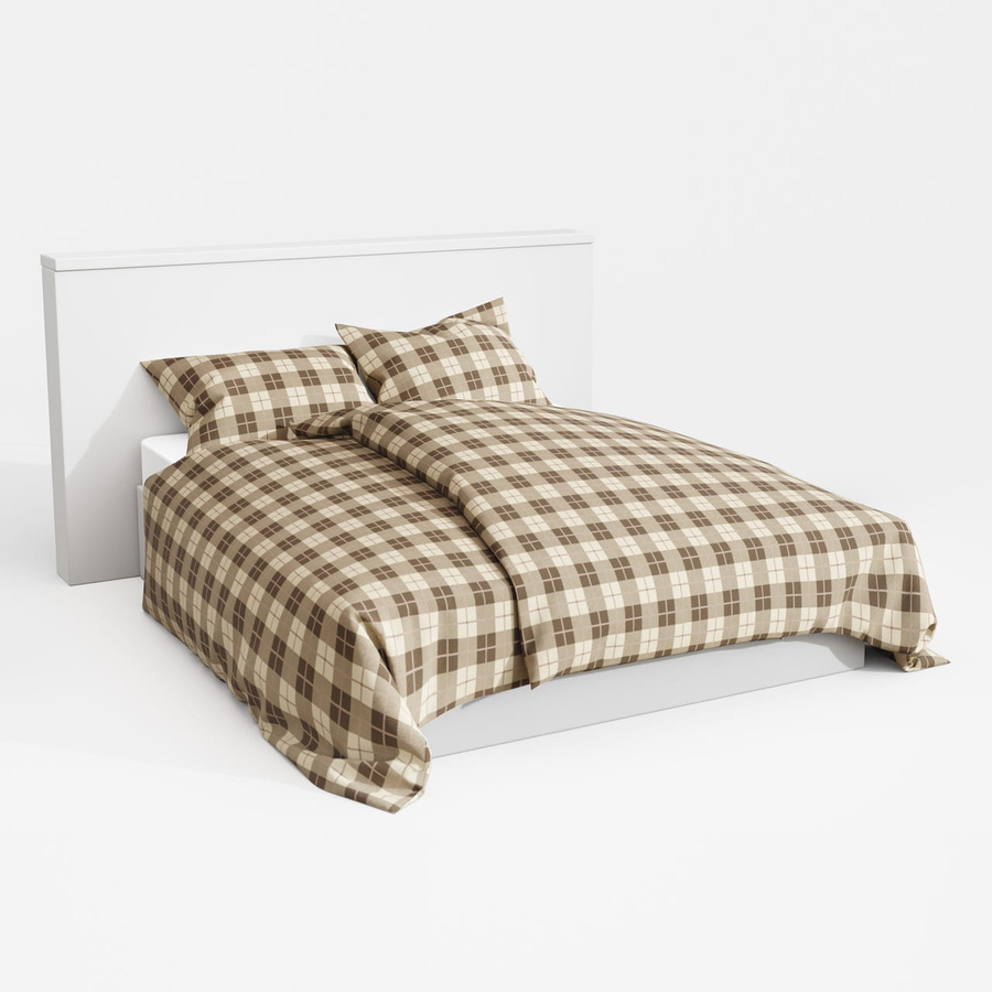 Beżowa kraciasta pościel damska 160x200 bawełna Spod Igły i Nitki – komfortowy sen