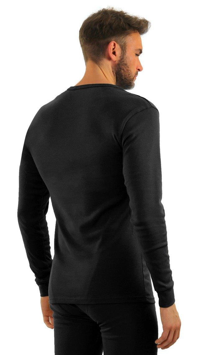 Czarny podkoszulek męski z długim rękawem 95% bawełna Sesto Senso – wyjątkowy komfort