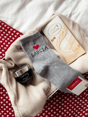 Skarpetki damskie i love babcia szare