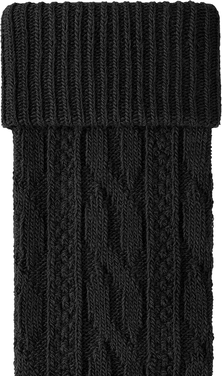 Czarne getry wełniane damskie wygodne ocieplacze Warkocz Steven - idealne na sezon jesienno-zimowy