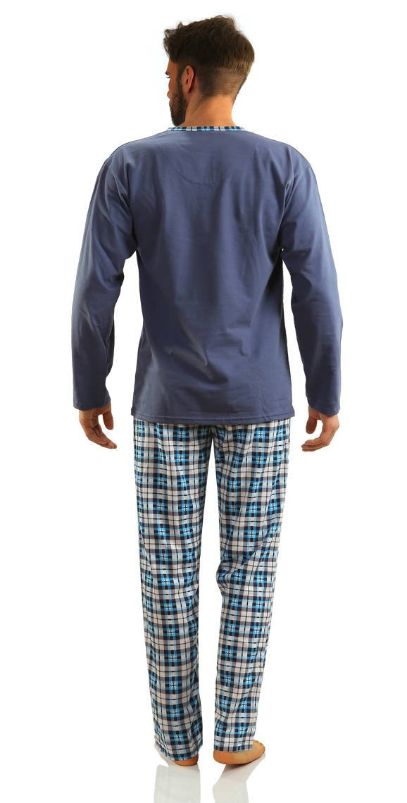 Jeans klasyczna piżama męska długa 100% bawełna Jasiek Sesto Senso – całoroczny komfort