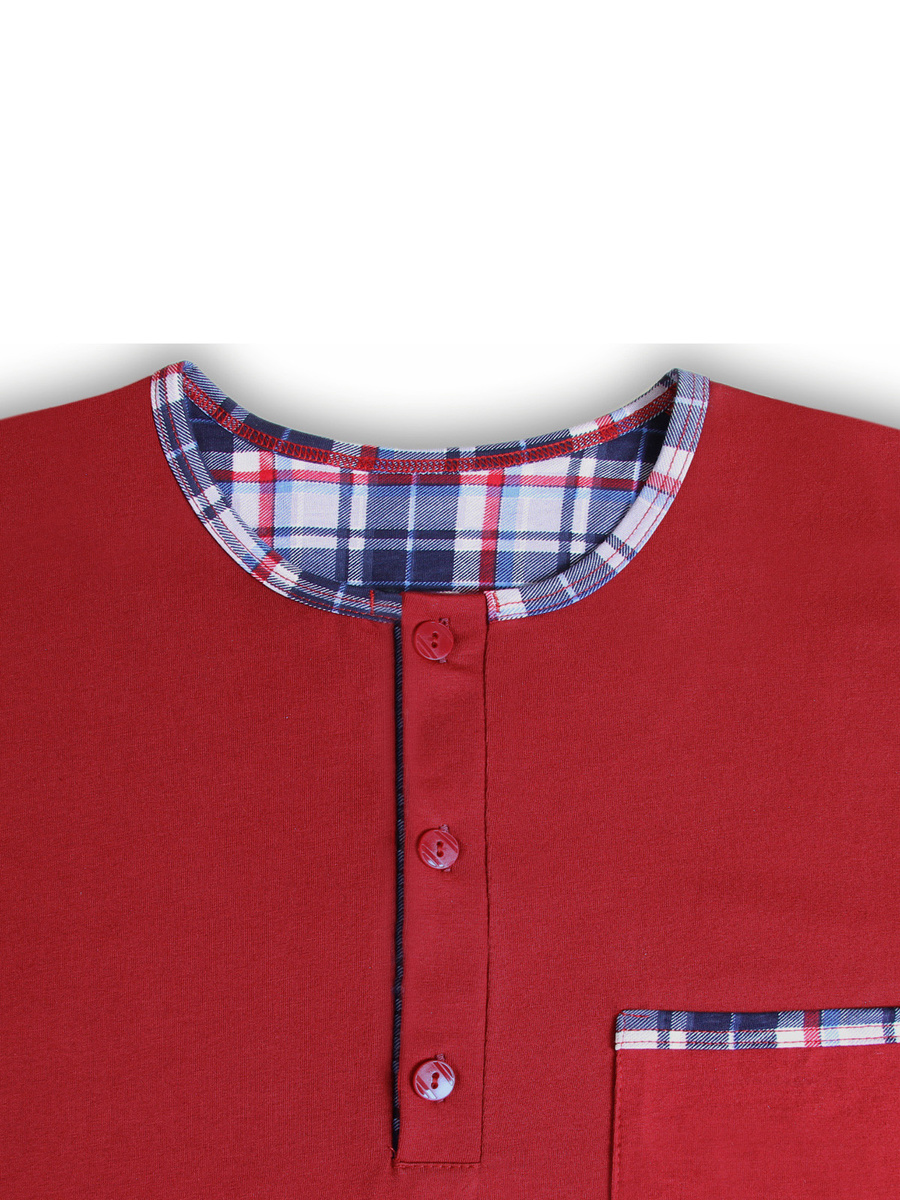 Bordowa koszula nocna męska ze szlafmycą 100% bawełna Sesto Senso – całoroczny komfort