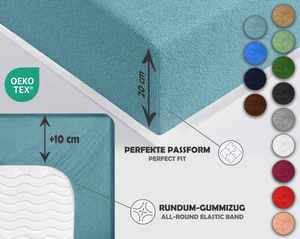 Niebieskie elastyczne prześcieradło z gumką frotte 100% bawełna Sesto Senso – komfortowy sen