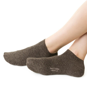 Granatowe Stopki Lniane Unisex Fresh