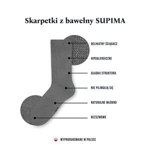 Supima Szare Skarpety Męskie Komfort