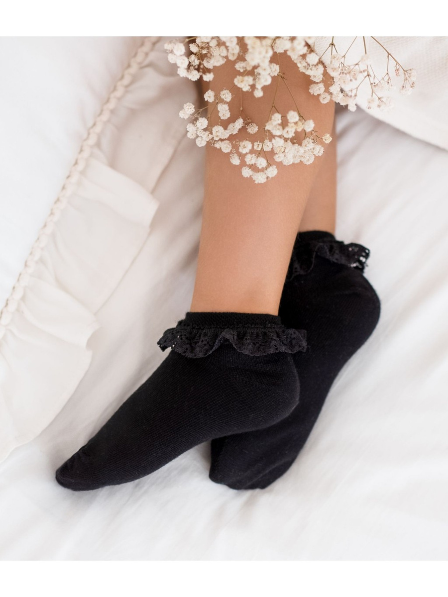 Skarpetki Dziecięce Gładkie z Koronką