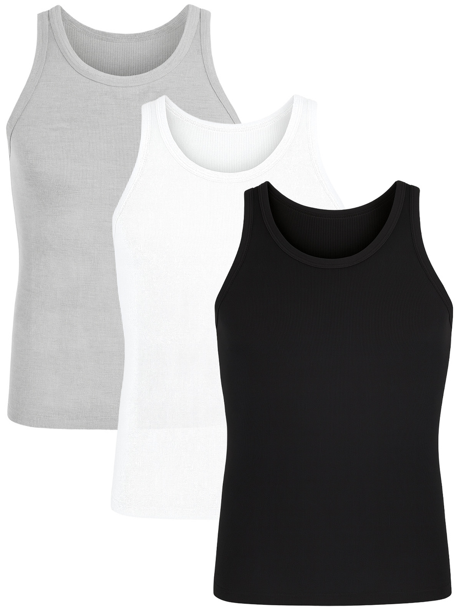 Koszulka Na Ramiączkach Męska Mix w Prążek 3 Pack