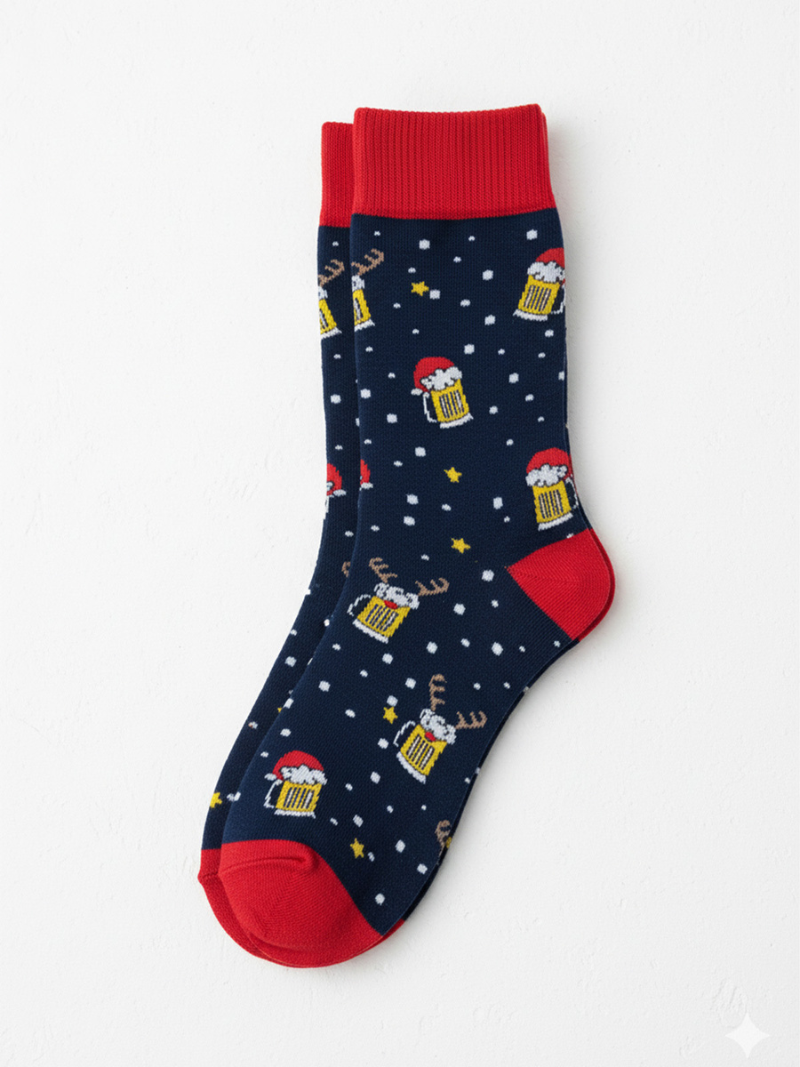 Czerwone bawełniane skarpety męskie 75% świąteczne 1290 Milena – codzienna wygoda