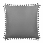 Grafitowa dwustronna poszewka z pomponami 45x45 cm FLUFFY Spod Igły i Nitki – elegancki akcent.