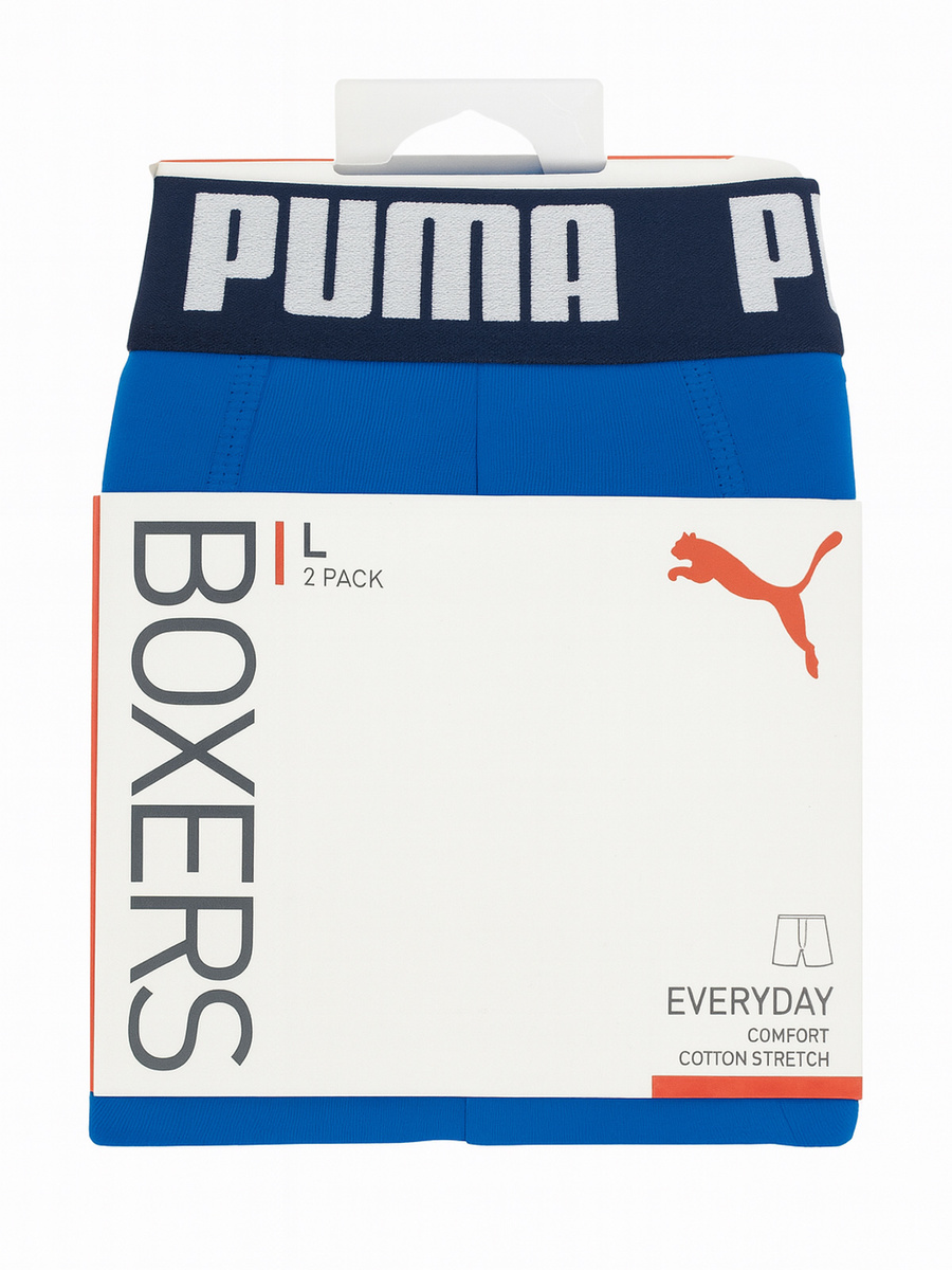 Bokserki Męskie 2 Pack Puma Comfort Stretch Niebieskie/Granatowe