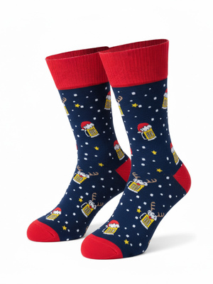 Czerwone bawełniane skarpety męskie 75% świąteczne 1290 Milena – codzienna wygoda