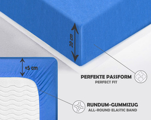 Niebieskie elastyczne prześcieradło z gumką 80% bawełna Jersey Sesto Senso – komfort snu