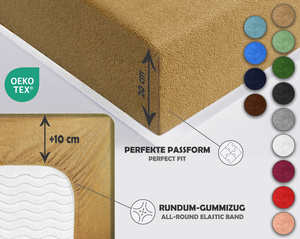 Beżowe elastyczne prześcieradło z gumką frotte 100% bawełna Sesto Senso – komfortowy sen