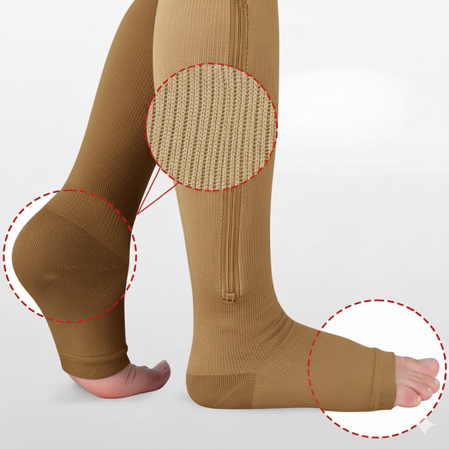 Podkolanówki Przeciwżylakowe z Zamkiem I Stopień Beżowe