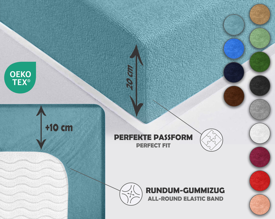 Niebieskie elastyczne prześcieradło z gumką frotte 100% bawełna Sesto Senso – komfortowy sen