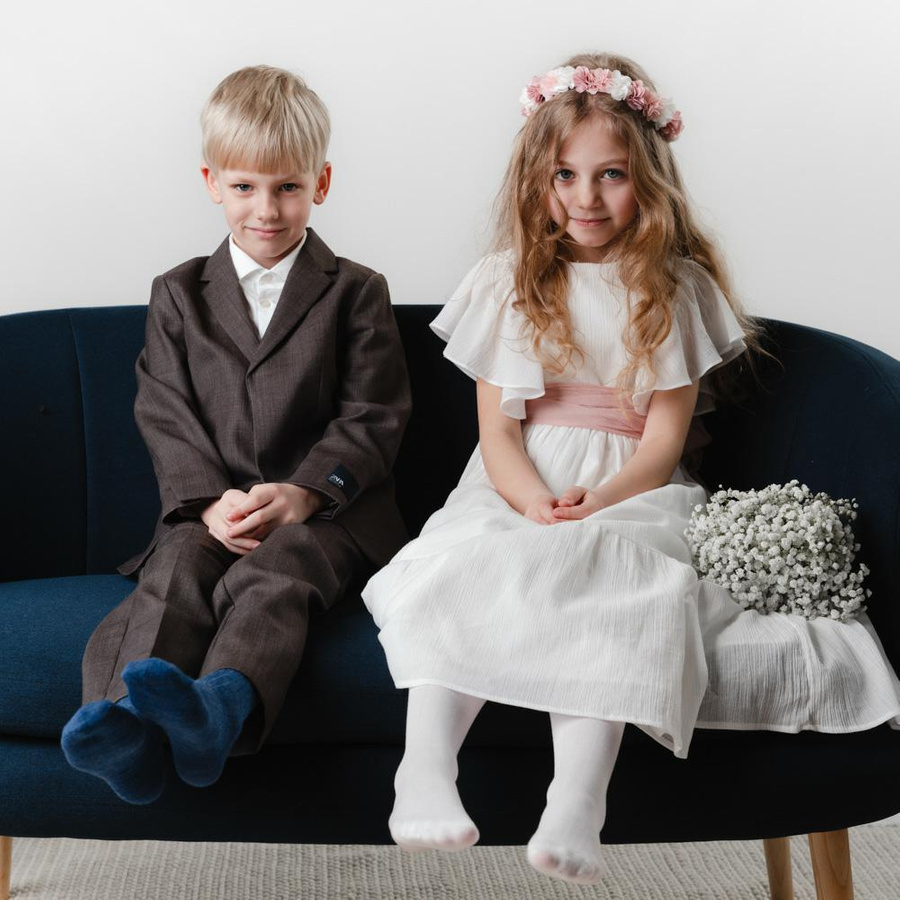 Skarpetki dziecięce z wełny merino bezuciskowe w prążek art. 130