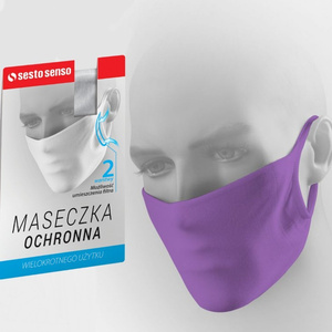 Fioletowa maseczka ochronna z podwójną warstwą i kieszenią Sesto Senso – swobodny oddech