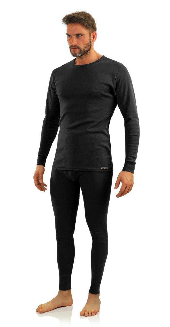 Czarny podkoszulek męski z długim rękawem 95% bawełna Sesto Senso – wyjątkowy komfort