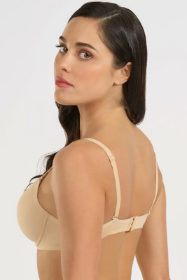 Beżowy usztywniany biustonosz damski 348 z ramiączkami silikonowymi Spiman – komfort i wsparcie.