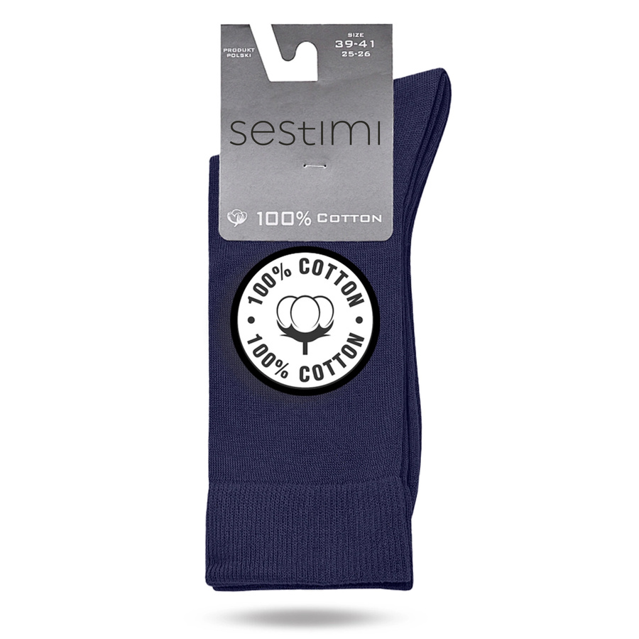 Skarpety Męskie Garniturowe 100% Bawełna Art. 004 granatowe