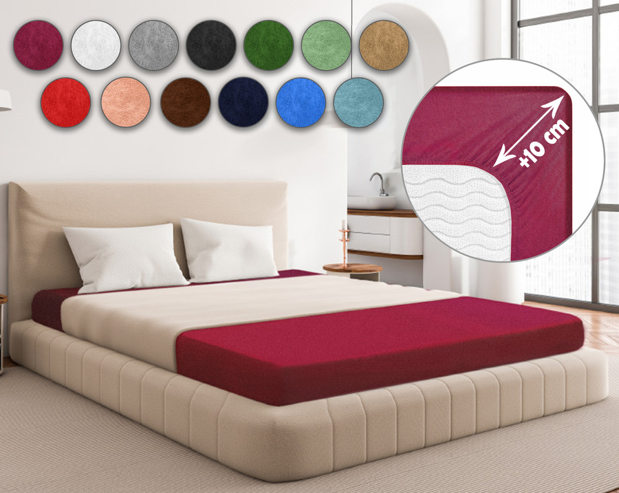 Bordowe elastyczne prześcieradło z gumką frotte 100% bawełna Sesto Senso – komfortowy sen